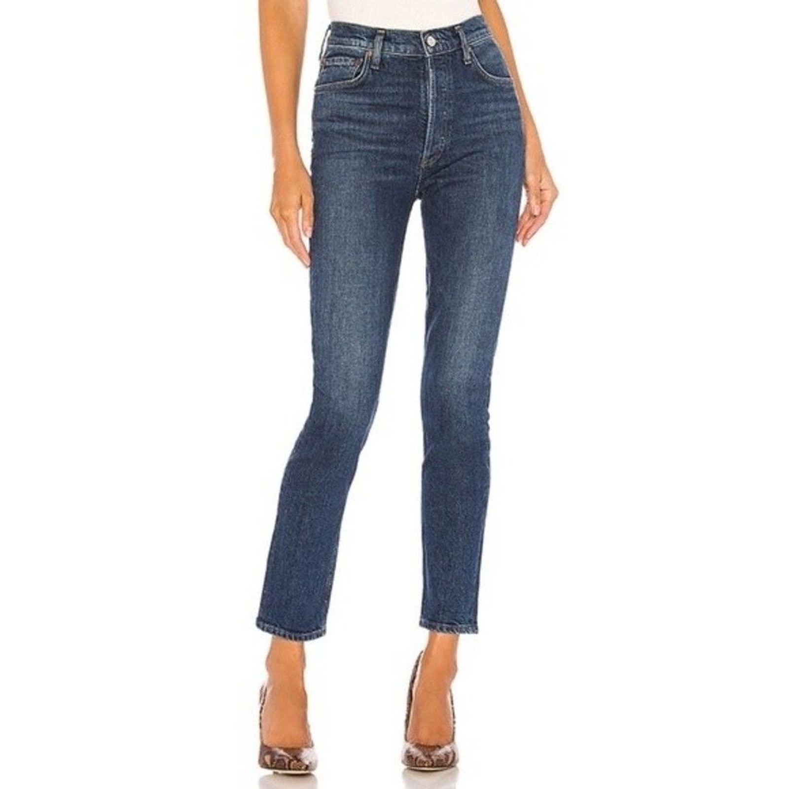 Agolde Jeans Nico High Rise Slim In Fixation Denim
